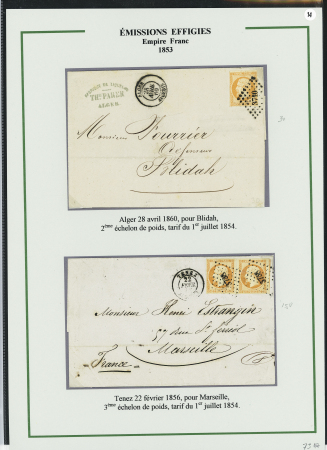 1854-1862, Sélection de 15 lettres affranchies avec