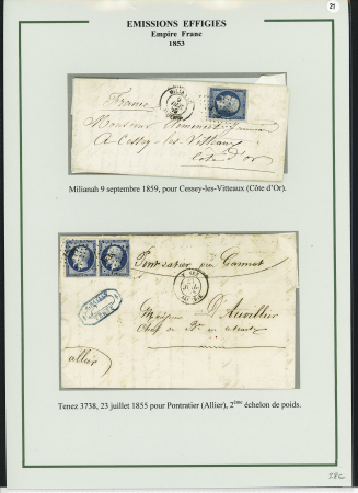 1854-1862, Sélection de 15 lettres affranchies avec