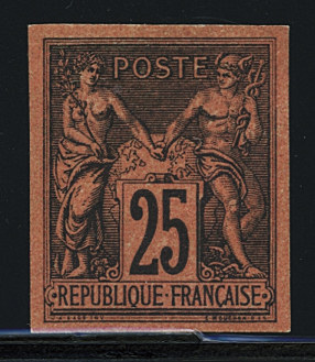 N°43 25c noir sur rouge, neuf *, TB