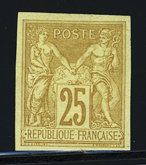 N°44 25c jaune-bistre, neuf *, TB. Signé A. Brun