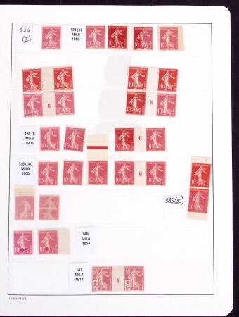 1906-1914, Collection sur la Semeuse avec de nombreuses