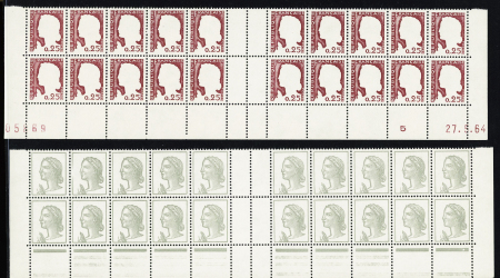 1964, N°1263g et 1263h, variété sans le gris et gris