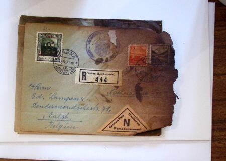 1936-37, Lot of 9 "Crash Covers" or damaged covers by