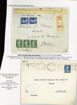 Lettre d'Agen pour la Suisse (1915) AFF n°140 + 141 avec griffe encadrée "Exprès" et n°137 + 140, 3 pièces, OBL Paris 67 sur lettre recommandée censurée pour la Suisse avec griffe encadrée "Exprès". TB
