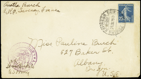 N°140 OBL grand CAD "US postal express service n°939" (1919 - Savenay Loire Atlantique) pour les USA. TB