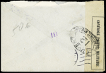 N°140 OBL Nassandres Eure (1917) sur lettre censurée pour La Suède avec cachet bleu illustré d'un lion "armée belge compagnie spéciale". TB