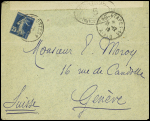 Lettre censurée avec CAD "Vag etapes 11 AAO" (1919 - Monastir) avec affranchissement gratuit par n°140 OBL CAD "Tresor et postes" sur lettre pour Genève. TB