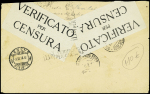 N°138, 3 pièces + n°140, 2 pièces dont une avec surcharge "Postes serbes" OBL CAD du bureau postal ministériel serbe (1918) sur lettre recommandée pour Genève. TB
