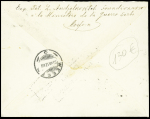 N°140 en paire avec surcharge "Postes serbes" OBL CAD du bureau postal militaire serbe (1918) sur lettre recommandée pour Weesen (Suisse). TB