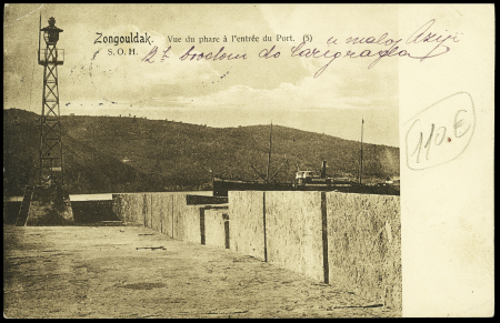 N°140 OBL CAD de Zoungouldak (1920) sur carte postale pour Zagreb avec transit "Stamboul départ". TB