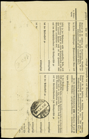 Memel n°13 + n°20, 3 pièces, OBL CAD "Memel C" (1920) sur lettre recommandée du 2ème échelon de poids contre remboursement. Rare AFF mixte français - allemand. TB