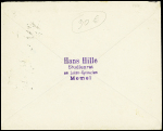Memel n°39, 4 pièces, OBL CAD "Memel C" (1921) sur lettre pour Eppingen. TB