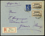 Memel n°26, 2 pièces + n°50 OBL Memel (1921) sur lettre recommandée pour la Suisse. TB