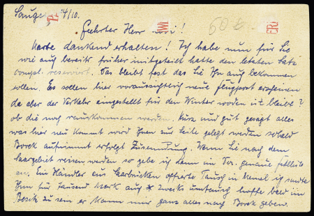 Memel n°60 + 67, Merson + Semeuse OBL Saugen (1922) sur carte postale pour Cologne au tarif intérieur du 1.10.1922. TB
