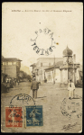 Cilicie n°82 + 83 OBL Adana (1920) sur carte postale illustrée avec cachet rond local "Contrôle postal". Rare et TB