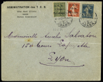 Cilicie n°82 à 84 OBL CAD "Adana 1" (1920) sur lettre à en-tête "administration des T.E.O Zone nord (Cilicie) Bureau Economique" sur lettre pour Lyon. TB