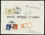 Cilicie n°82 + 83 + 86 OBL Adana 2 (1920) sur lettre recommandée pour Smyrne. TB
