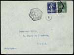 N°137 + 140 OBL hex à cercle intérieur de levée exceptionnelle "Paris 3 6 BD Malesherbes" (1908) sur lettre pour Gand (Belgique). TB