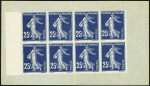N°140 Carnet de 8 timbres monnaie - 25c semeuse bleue