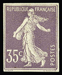 N°136b 35c violet clair, Type IIA, nsg, TB. Signé
