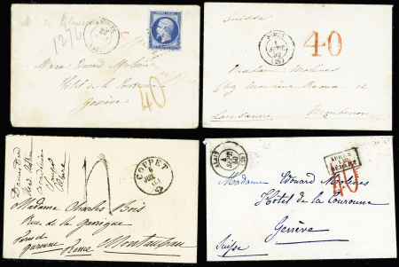 1850-1880, Lot de 14 lettres de ou pour la Suisse,