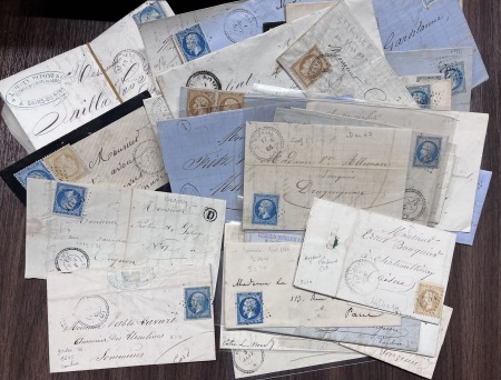 1855-1873, Lot d'environ 100 lettres avec CàD