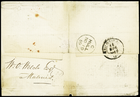 1859 (18 Nov.) Folded cover from Malines to England