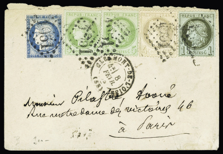 N°50, 52, 53 en paire et 60 sur lettre, obl. GC 1051