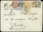 1864 Cover to France bearing four-colour franking with