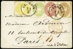 1864 Cover to France franked by 1863 2s and 15s plus