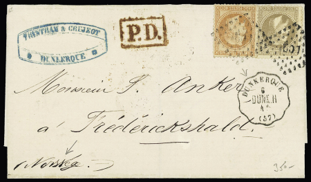 N°30 et 31 sur lettre obl. PC pour Frederickshald,