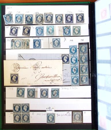 1849-1990, Collection de neufs et d'oblitérés débutant au N°1 Obl., 5Obl., 10* réimpression, avec de belles variétés de nuances, des paires, blocs, etc..