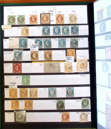 1849-1990, Collection de neufs et d'oblitérés débutant au N°1 Obl., 5Obl., 10* réimpression, avec de belles variétés de nuances, des paires, blocs, etc..