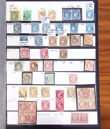 1849-1990, Collection de neufs et d'oblitérés débutant au N°1 Obl., 5Obl., 10* réimpression, avec de belles variétés de nuances, des paires, blocs, etc..