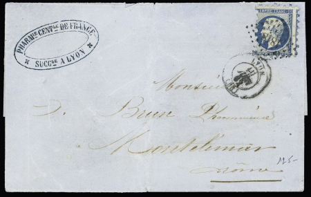 N°14A 20c bleu piquage Susse obl. PC 1818 sur lettre