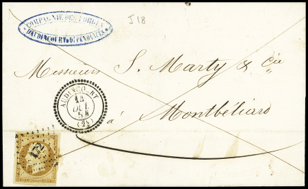 Audincourt - N°13 OBL PC 172 + T22 Audincourt (1854)