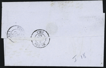 N°14 OBL PC 4127, +T22 "La Chaux-Neuve" (1859) sur lettre, ind 18. TB
