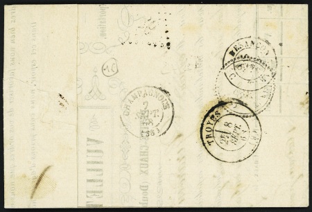 N°29 OBL GC 988 + T22 "La Chaux-Neuve" (1868) + "BM" dans un ovale sur lettre, ind 14. TB