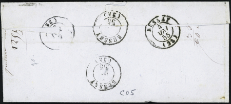 N°14 OBL PC 990 + T22 "Cour St Maurice" (1855) sur lettre, ind 14. TB