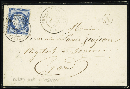 Cussey sur l'Ognon - N°60 OBL CAD T17 (28 avril 1876)