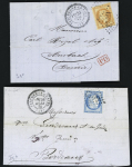 2 lettres AFF N°31 et 60 OBL GC 6043 + T24 Fesches le Chatel. TB