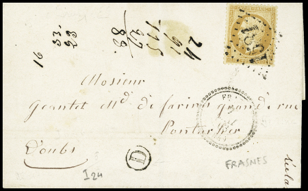 Frasne - N°21 OBL GC 1581 + T22 Frasne (1863) sur