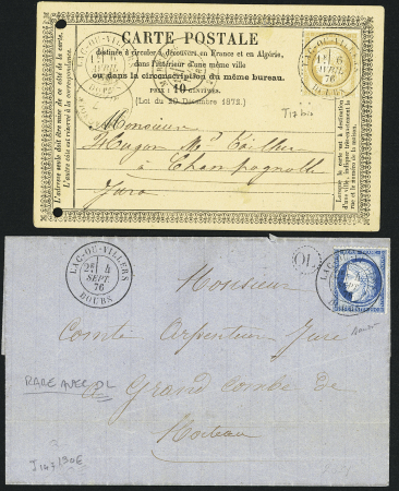 Lac ou Villers : n°60 OBL CAD T18 (1876) sur lettre
