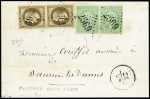 N°30 en paire + 35 en paire OBL GC 2569 sur lettre pour Baume les Dames (mars 1872). TB