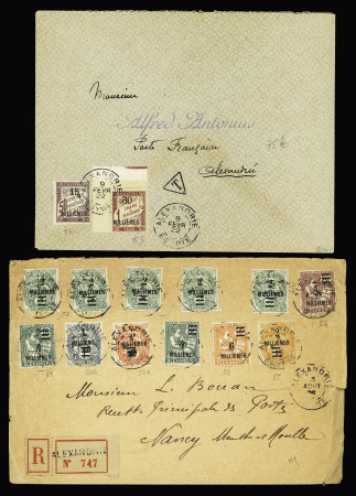 4 lettres AFF divers Alexandrie dont taxe n°1 à 5. TB