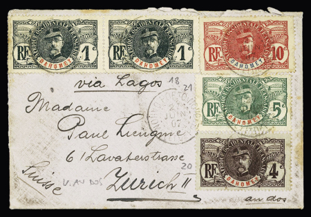 Dahomey : 8 env. diverses dont CAD "Parakou Ht Dahomey" (1901). TB