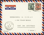 Libye n°117 + 120 OBL CAD rond "Sebha Fezzan" (1952) sur lettre par avion pour la France. Rare et TB