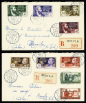 8 plis divers du Gabon dont taxe n°4, bloc de 4 interpanneau OBL Port Gentil (1932). TB