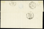 Guadeloupe n°2 OBL CAD "Guadeloupe Basse-Terre" (1884) sur lettre pour Rouen avec CAD octogonal d'entrée "Col Fr Paq Fr D n°1". Rare et TB