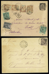 2 lettres : Guyane n°30 + 31, 4 pièces + 33 OBL Cayenne (1894) sur env. entier 25c groupe recommandé + col gen n°54 OBL Cayenne (1890) sur lettre. TB